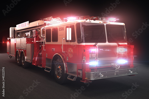 Slika na platnu Fire truck with lights