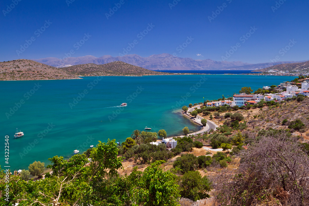 Mirabello Bay with turquoise lagoon on Crete, Greece