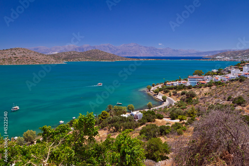 Mirabello Bay with turquoise lagoon on Crete, Greece