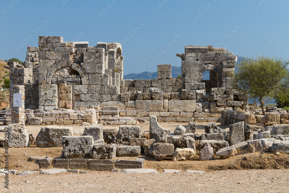 Kaunos ancient city from Dalyan, Turkey