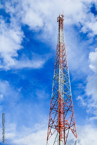 Telecommunication mast with microwave link and TV transmitter an