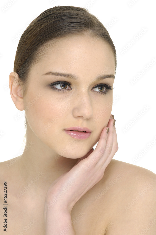 Close up portrait of a beautiful female model.