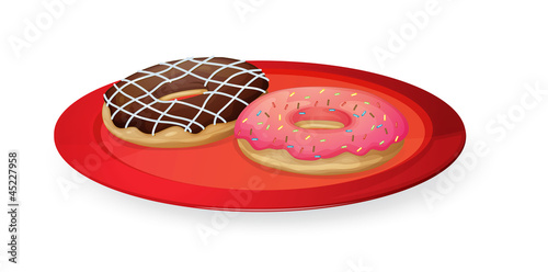 donuts in red dish