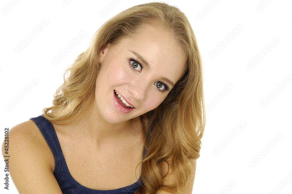 Close up beautiful graceful woman with curly hair Close up beautiful graceful woman with curly hair