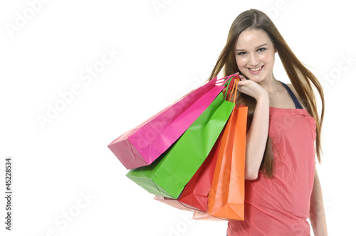 close up girl with shopping bag