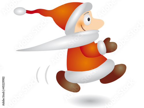 Es weihnachtet sehr – eilig laufender Weihnachtsmann