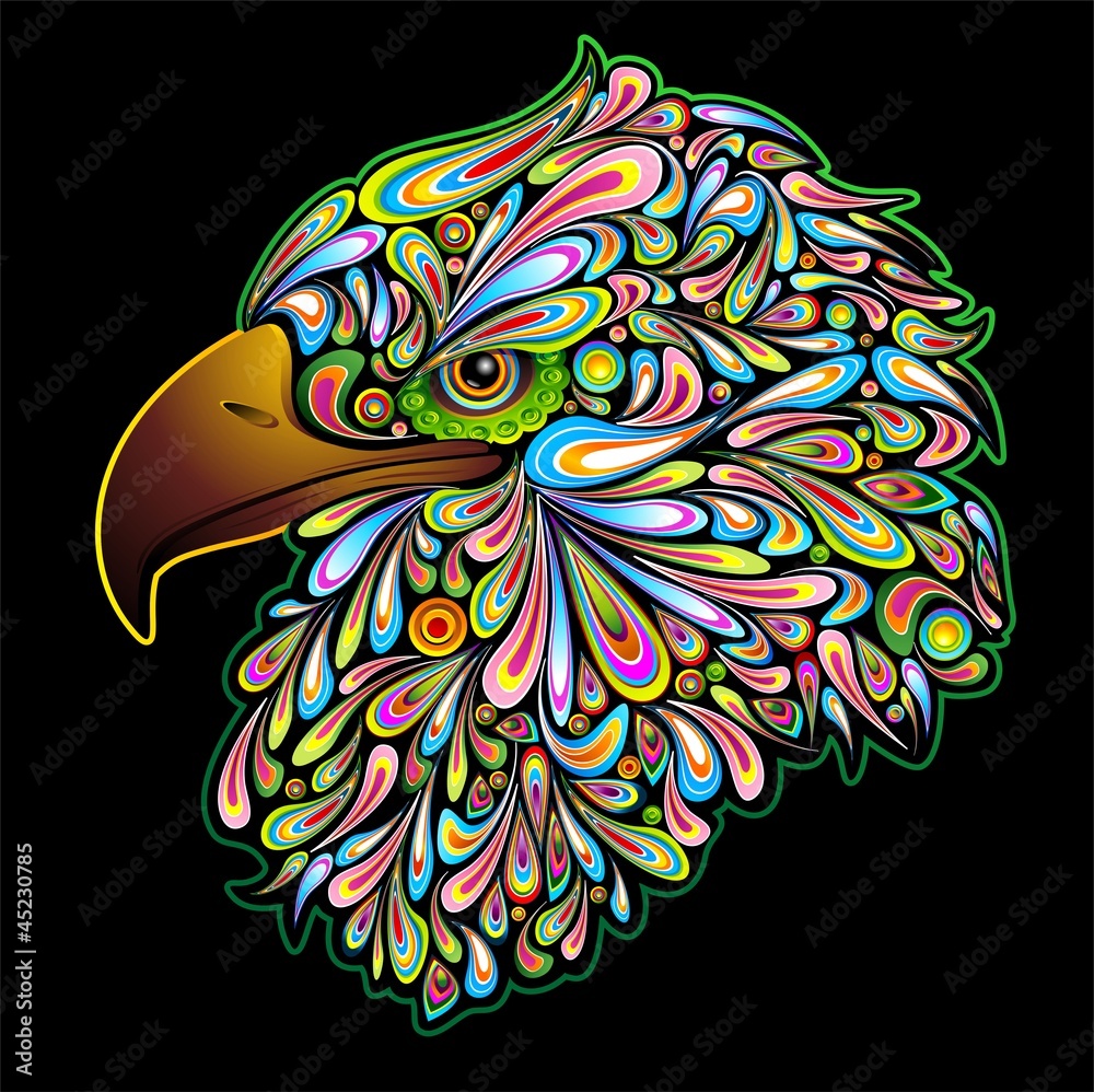 Obraz premium Eagle Hawk Psychedelic Design Aquila Falco Sparviero pop Art