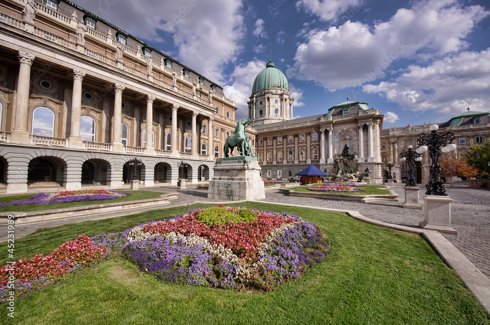 flower garden of Royal Palace in Budapest, Hungary
