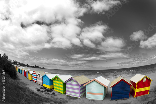 Cabanes colorées sur la plage de Melbourne - Australia