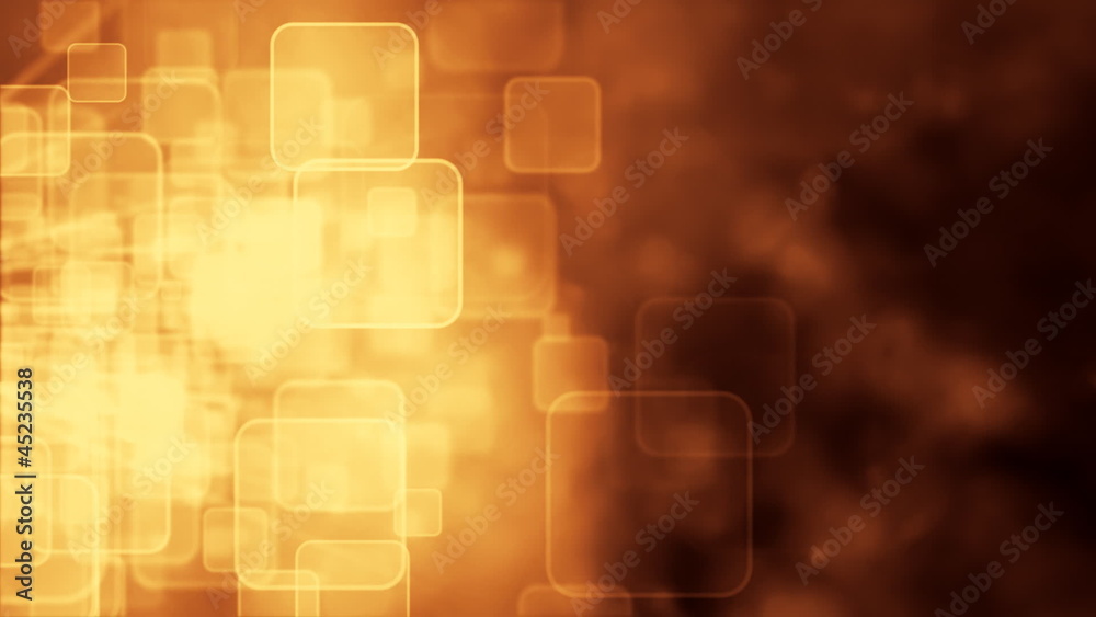 Motion background with animated squares, gold tint