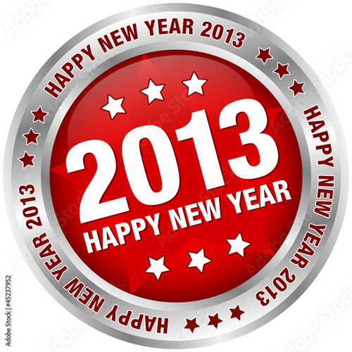 Button "2013 - Happy New Year" Red/Silver