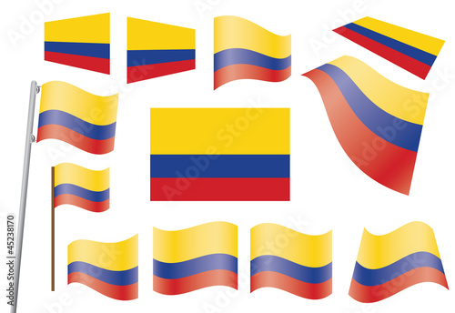 set of flags of Colombia vector illustration