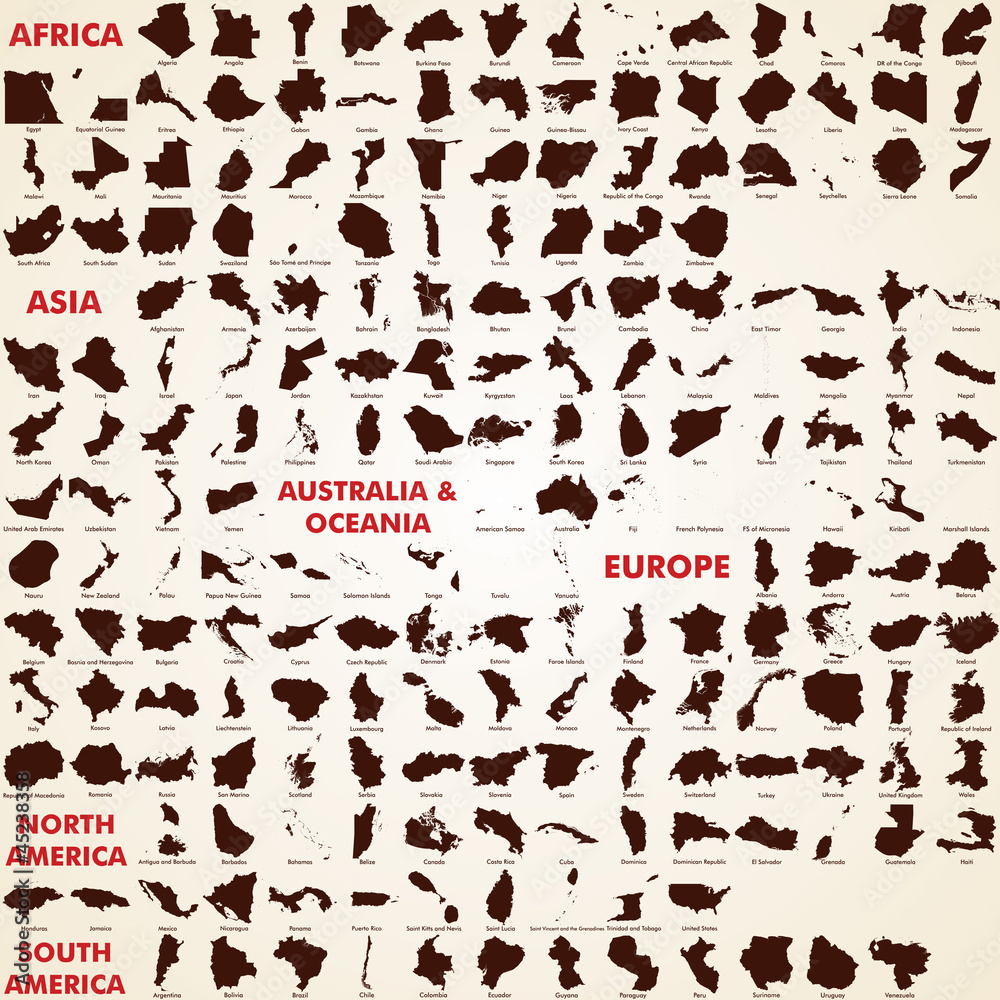 Fototapeta premium Maps of the world, pack world maps