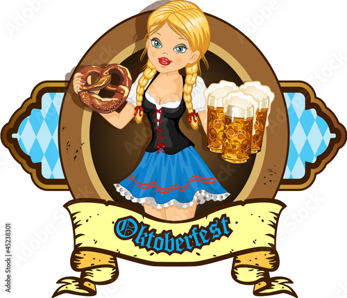 Girl beer and pretzels