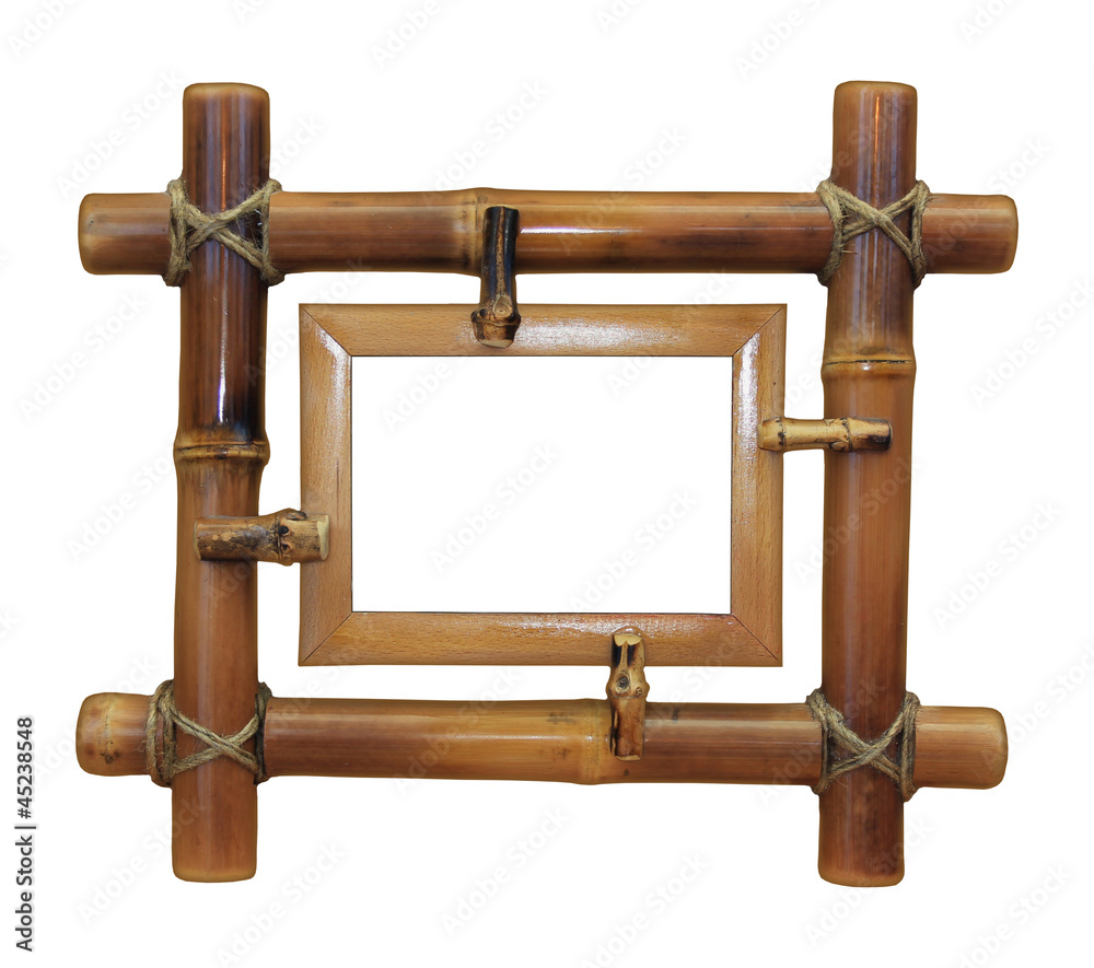 Bamboo frame on the white background Stock Photo | Adobe Stock