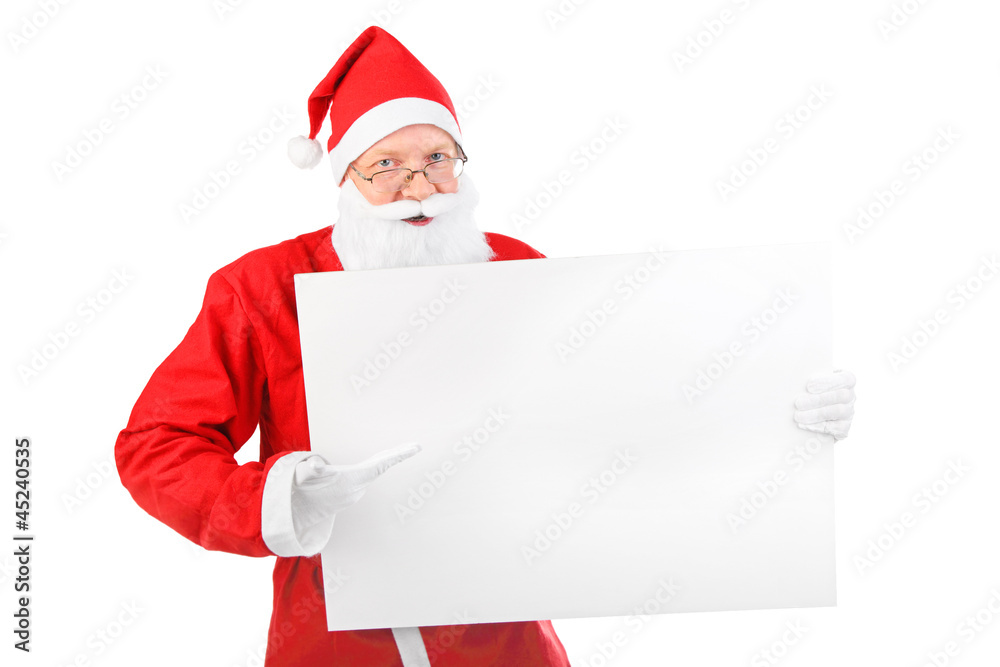 Naklejka premium santa claus with blank paper