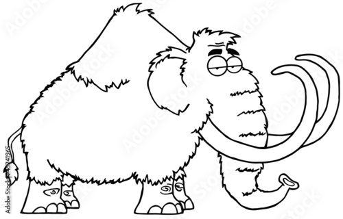 Outlined Mammoth Cartoon Character
