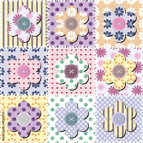 patchwork background with flowers