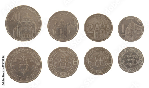 Serbian Coins Isolated on White