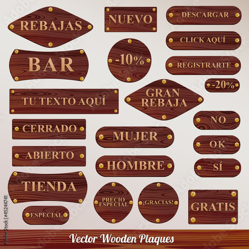Set vector wooden plaque