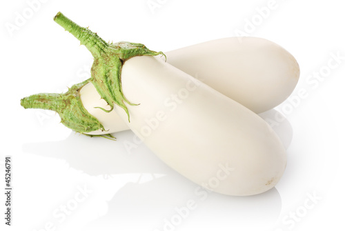Two white eggplants