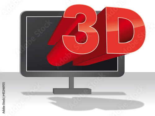 3D Logo fliegt aus Bildschirm Vektor
