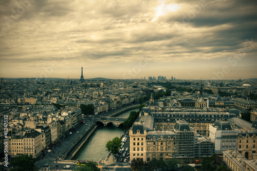 View on Paris skyline from Notre Dame de Paris