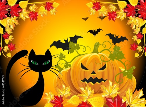 orange background with pumpkins