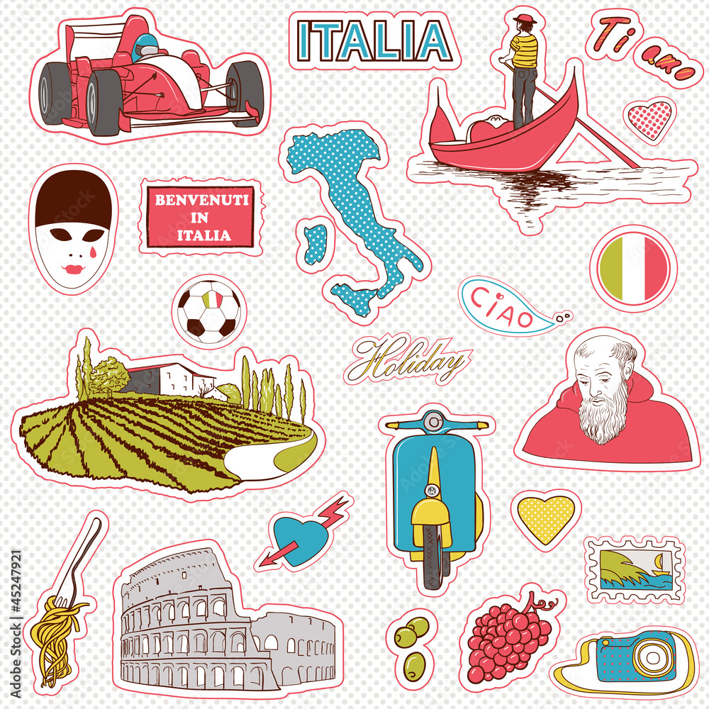 Fototapeta premium Italy travel icons