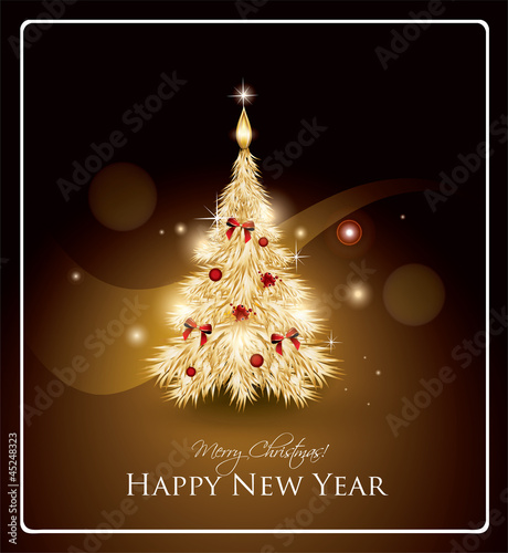 Abstract Golden Christmas Tree
