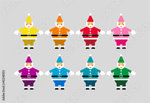 Vectorized Santa Claus in diffrent colors