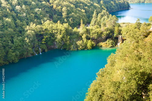 Two big lakes - Plitivice National park. photo