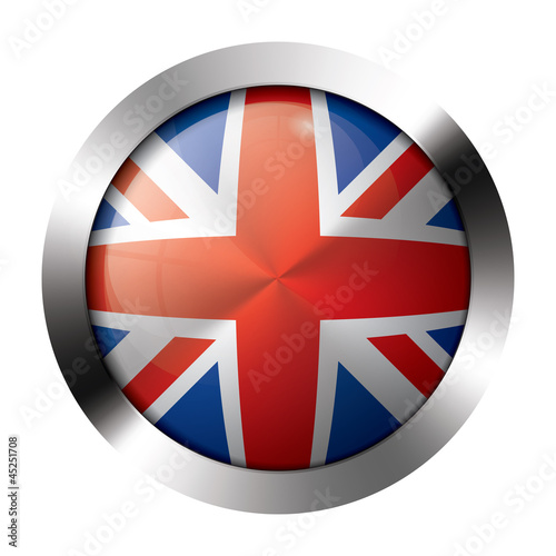 Metal and glass button - flag of the united kingdom - europe