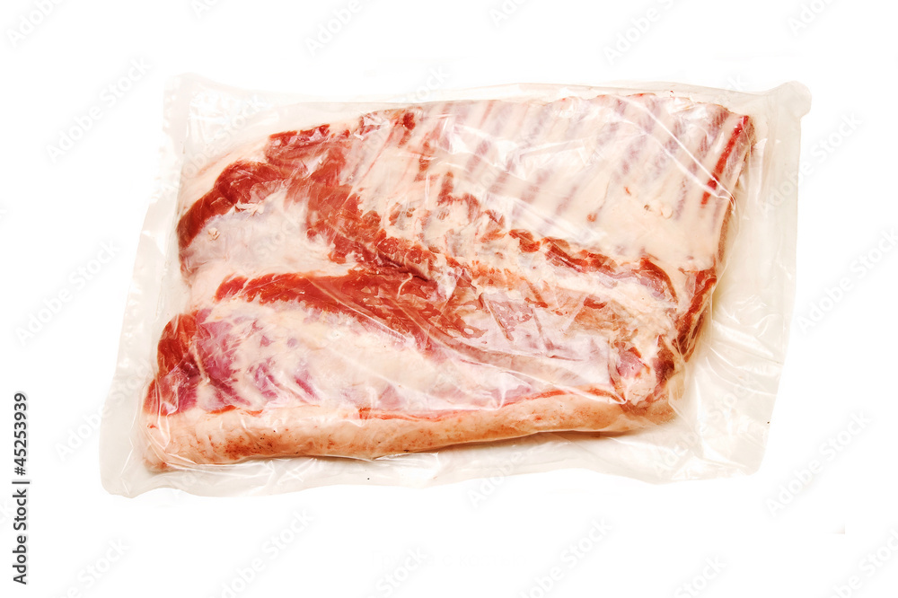 Fresh pork meat Breast with bone in vacuum