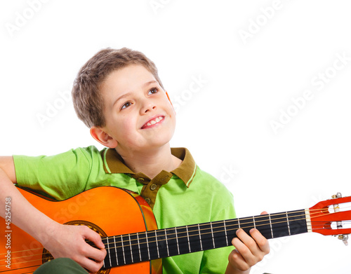 boy with classical Spanish guitar