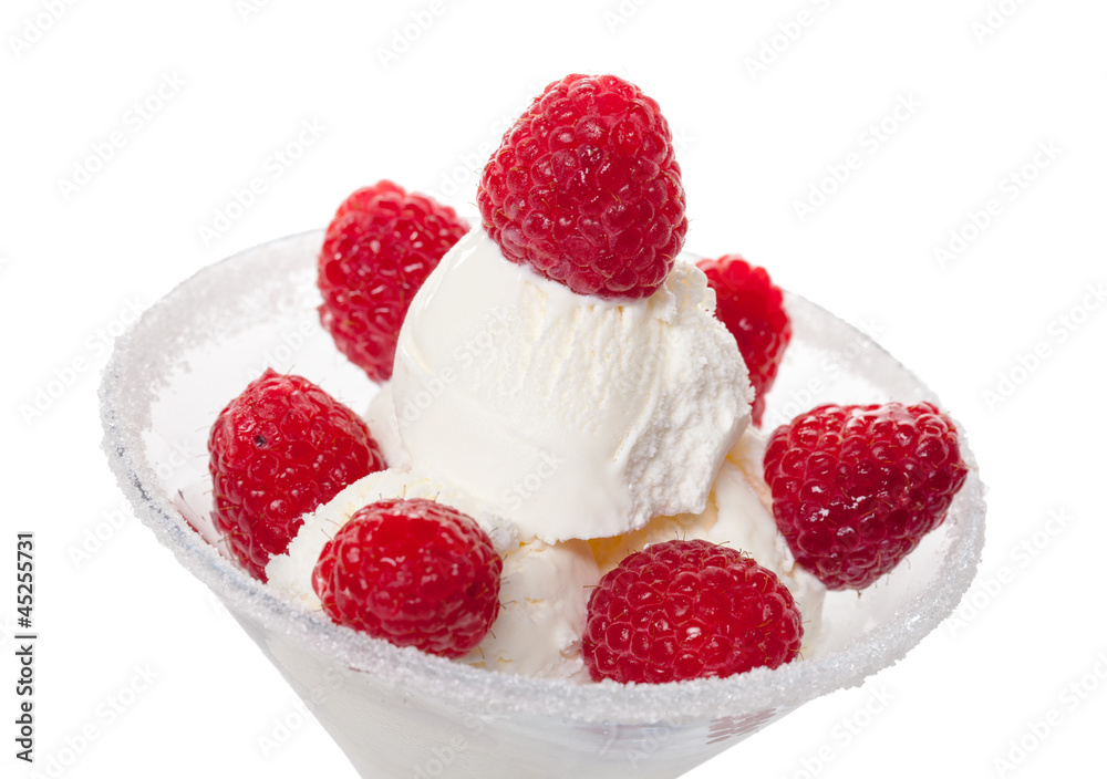 Ice Cream with Raspberries Ice Cream with Raspberries