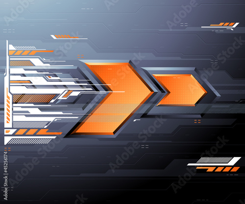 Abstract futuristic background with orange arrows - Vector