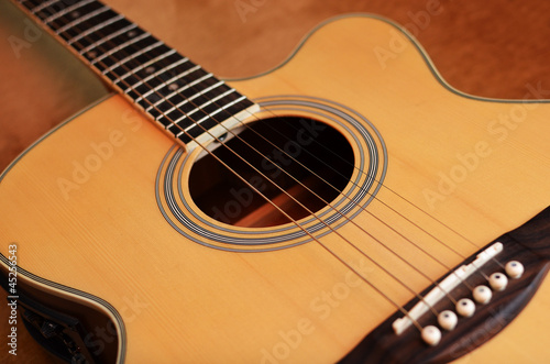 acoustic guitar - bridge close up