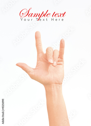 Hand doing i love you sign