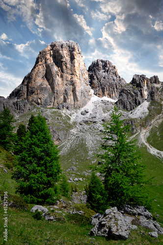 Dolomite peaks, Rosengarten,Val di Fassa, Italy Alps