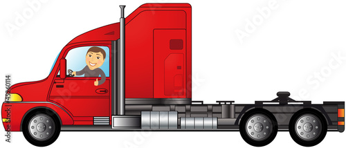 heavy american truck with man showing thumb up