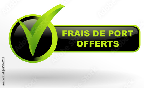 frais de port offerts sur bouton validé vert et noir