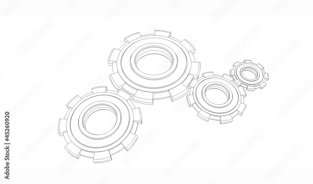 Abstract wireframe of gear