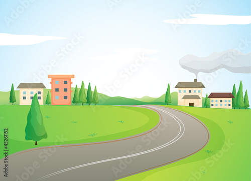 buildings and road