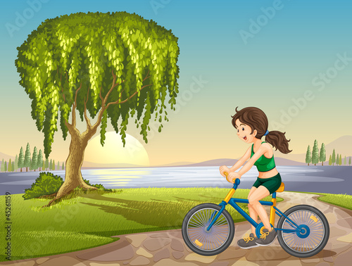 a girl and bicycle