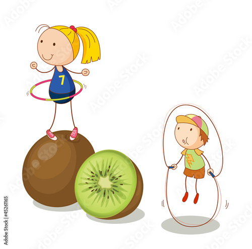 kids and kiwifruits