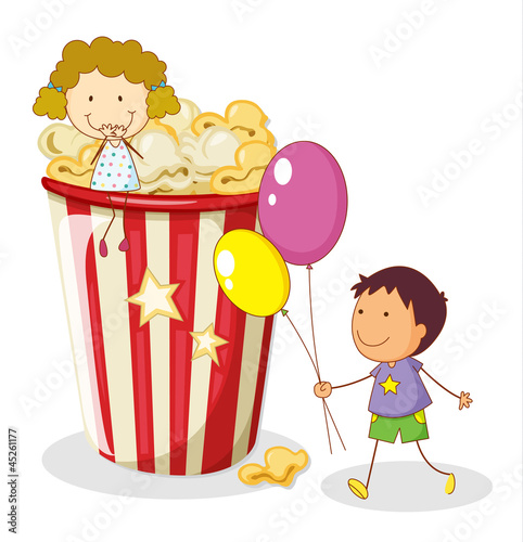 kids and popcorn