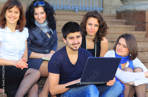 Group of merry students.