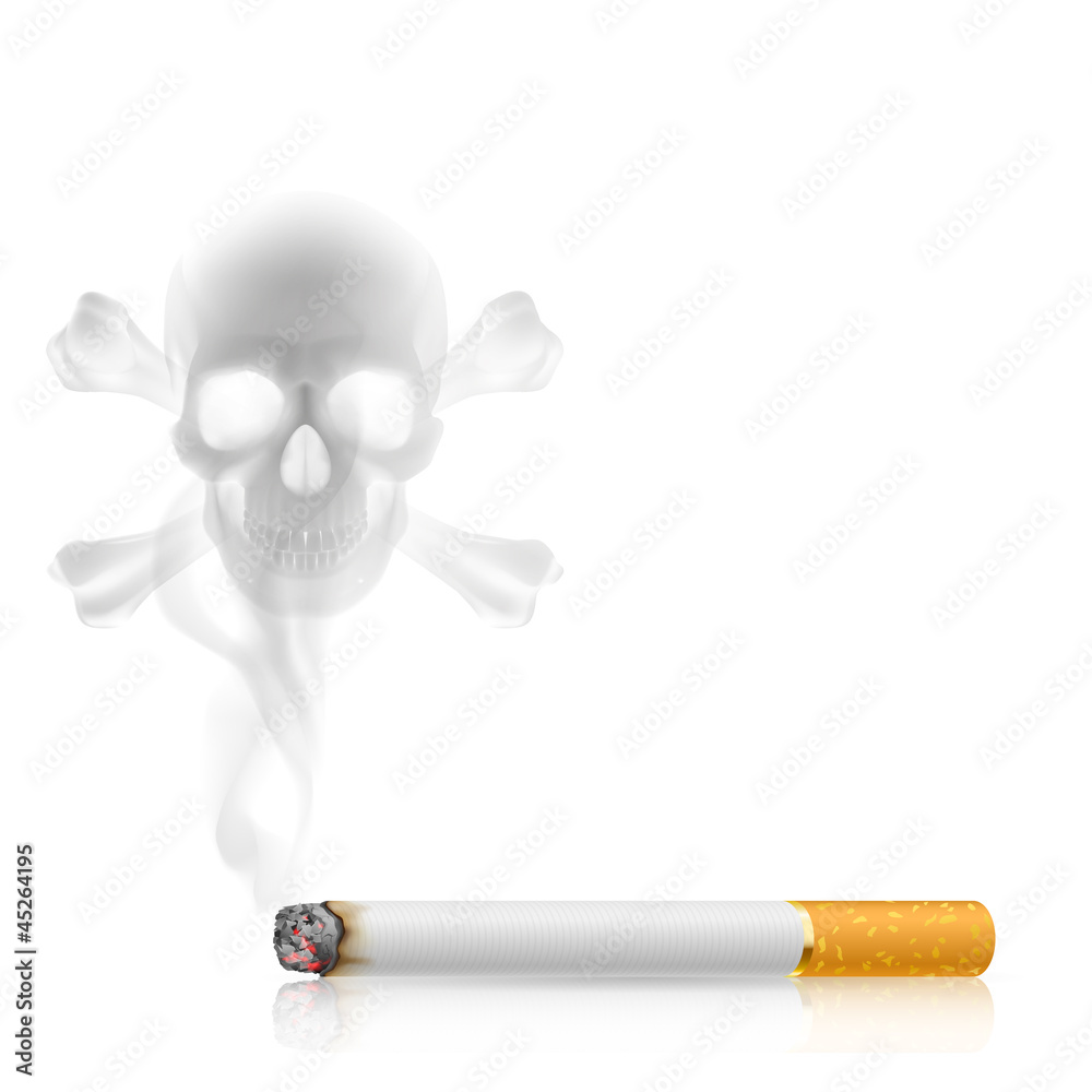 Fototapeta premium Cigarette and Skull shaped smoke