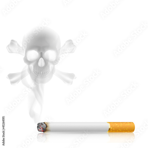 Cigarette and Skull shaped smoke